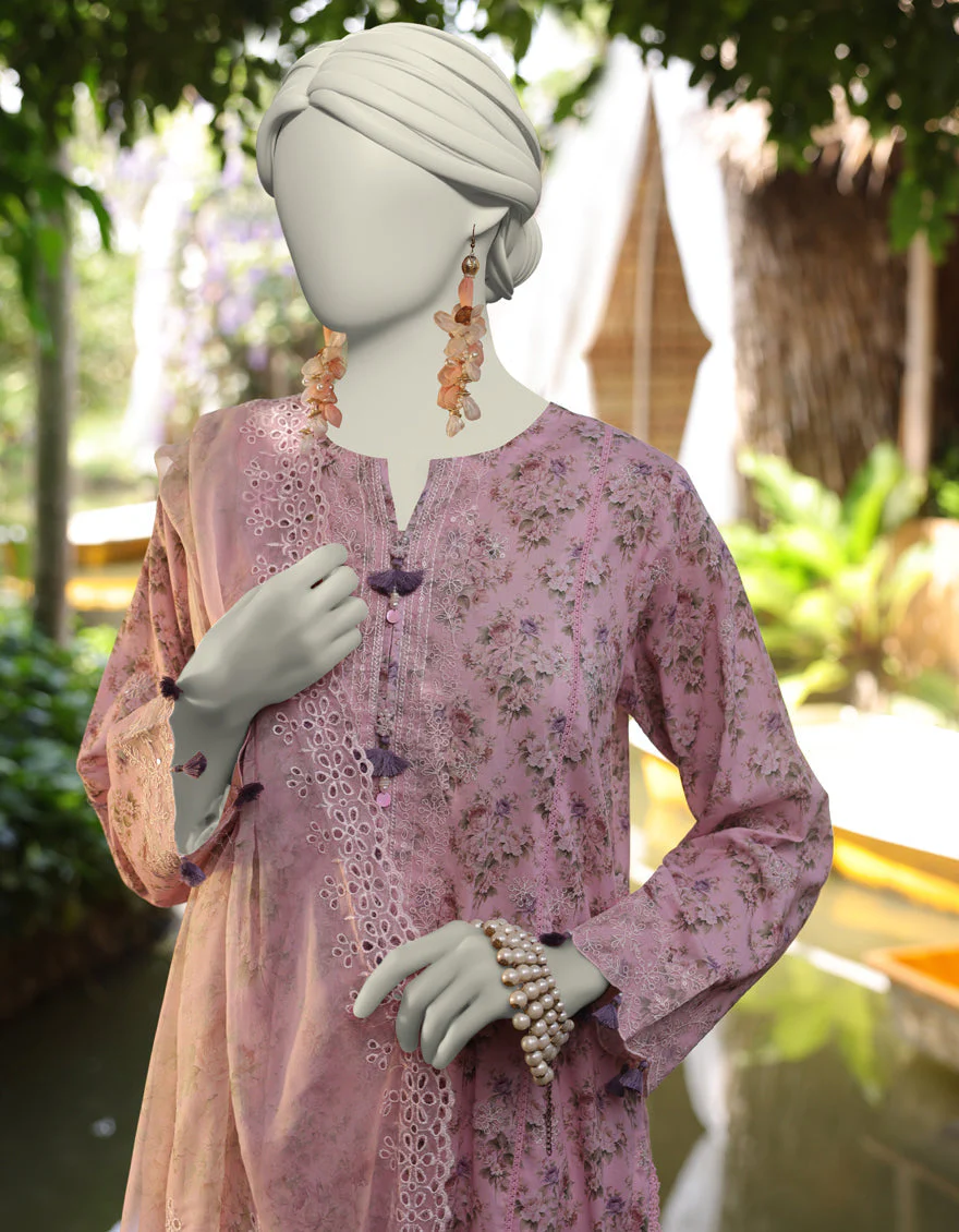 PINK LAWN 3PC UNSTITCHED | JLAWN-S-25-841 FLORIST-1 - Image 2