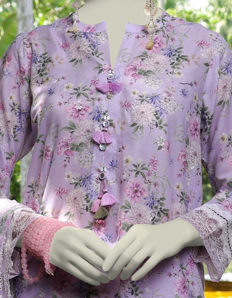 PURPLE LAWN 3PC UNSTITCHED | JLAWN-S-25-842 FLORIST-2 - Image 3