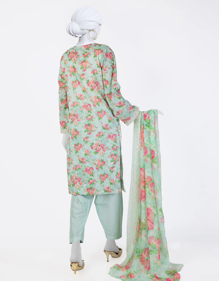 GREEN LAWN 3PC UNSTITCHED | JLAWN-S-25-843 FLORIST-3 - Image 2