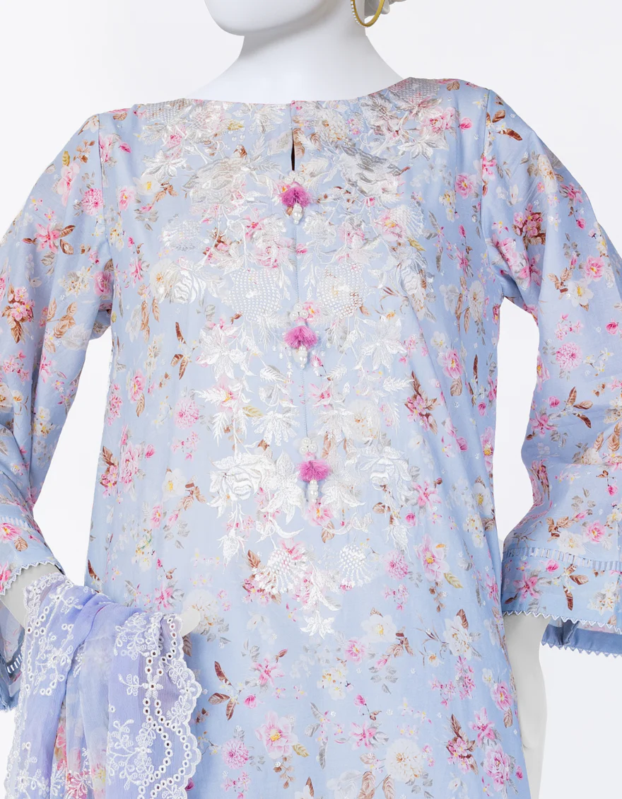 BLUE LAWN 3PC STITCHED | JLAWN-S-25-844/S FLORIST-04 - Image 3