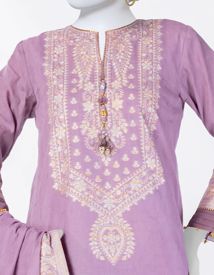 PURPLE JACQUARD 3PC STITCHED | JLAWN-S-25-846/S CLASSICAL REFLECTION-02 - Image 3