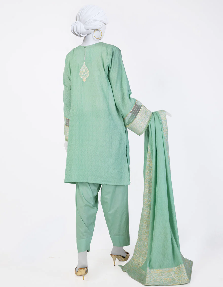GREEN JACQUARD 3PC STITCHED | JLAWN-S-25-848/S CLASSICAL REFLECTION-04 - Image 2
