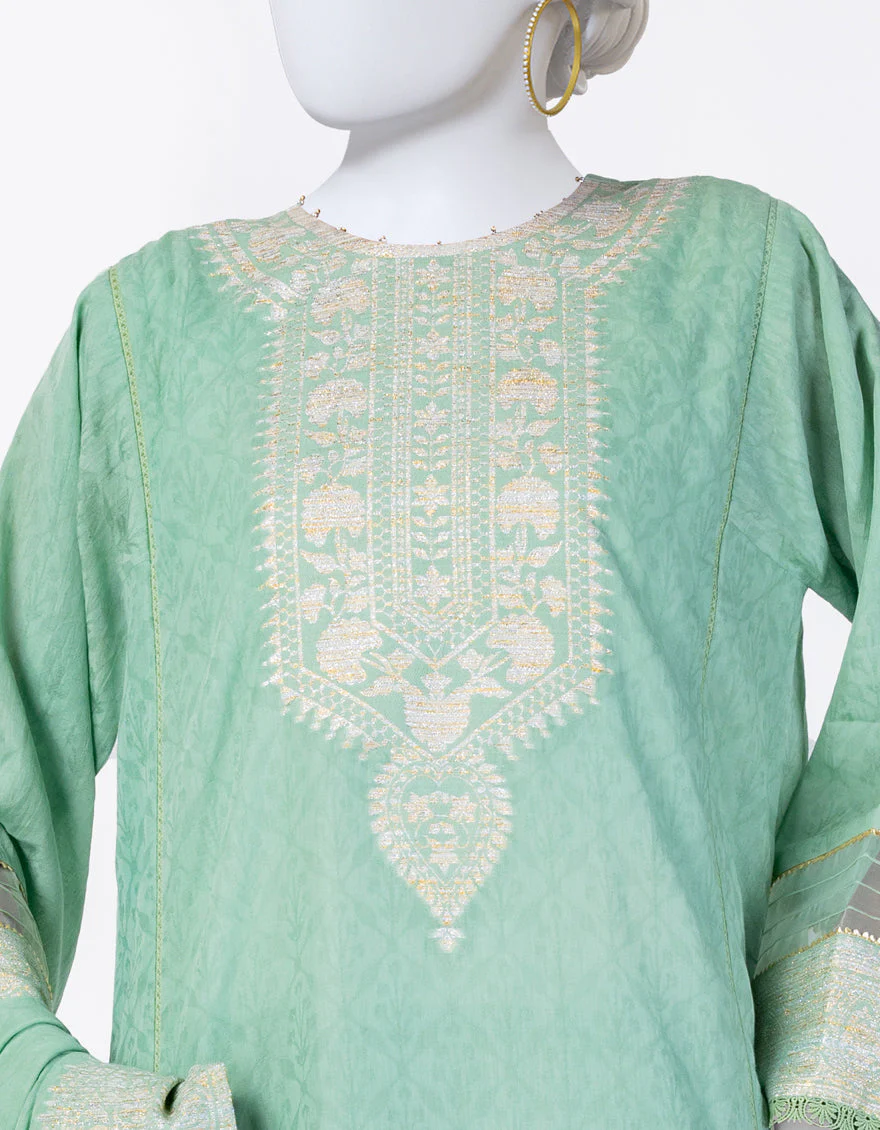 GREEN JACQUARD 3PC STITCHED | JLAWN-S-25-848/S CLASSICAL REFLECTION-04 - Image 3