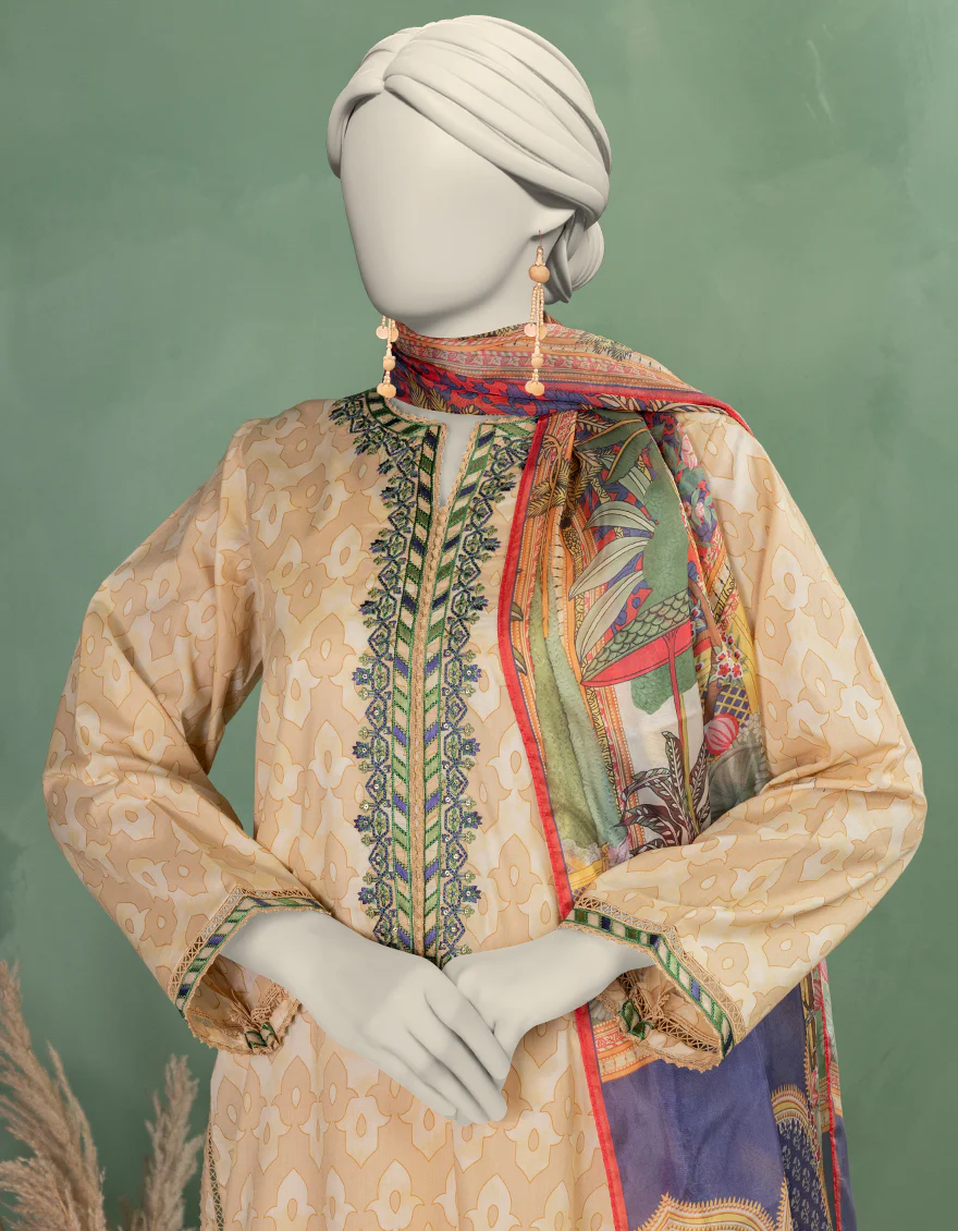 MULTICOLOR LAWN 3PC UNSTITCHED | JLAWN-S-25-905 MUGHA - Image 3