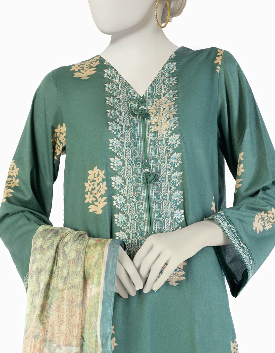 GREEN LAWN 3PC UNSTITCHED | JLAWN-S-25-906 MUGHA - Image 2