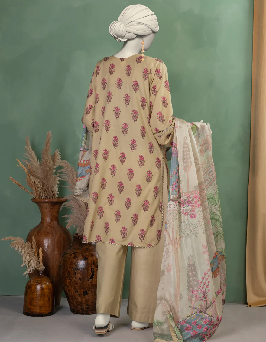 BEIGE LAWN 3PC UNSTITCHED | JLAWN-S-25-907 MUGHA - Image 2