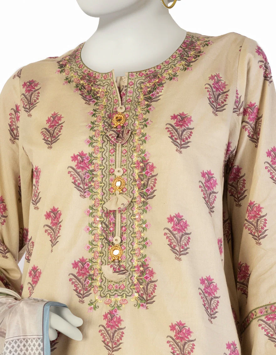BEIGE LAWN 3PC STITCHED | JLAWN-S-25-907/S MUG - Image 2