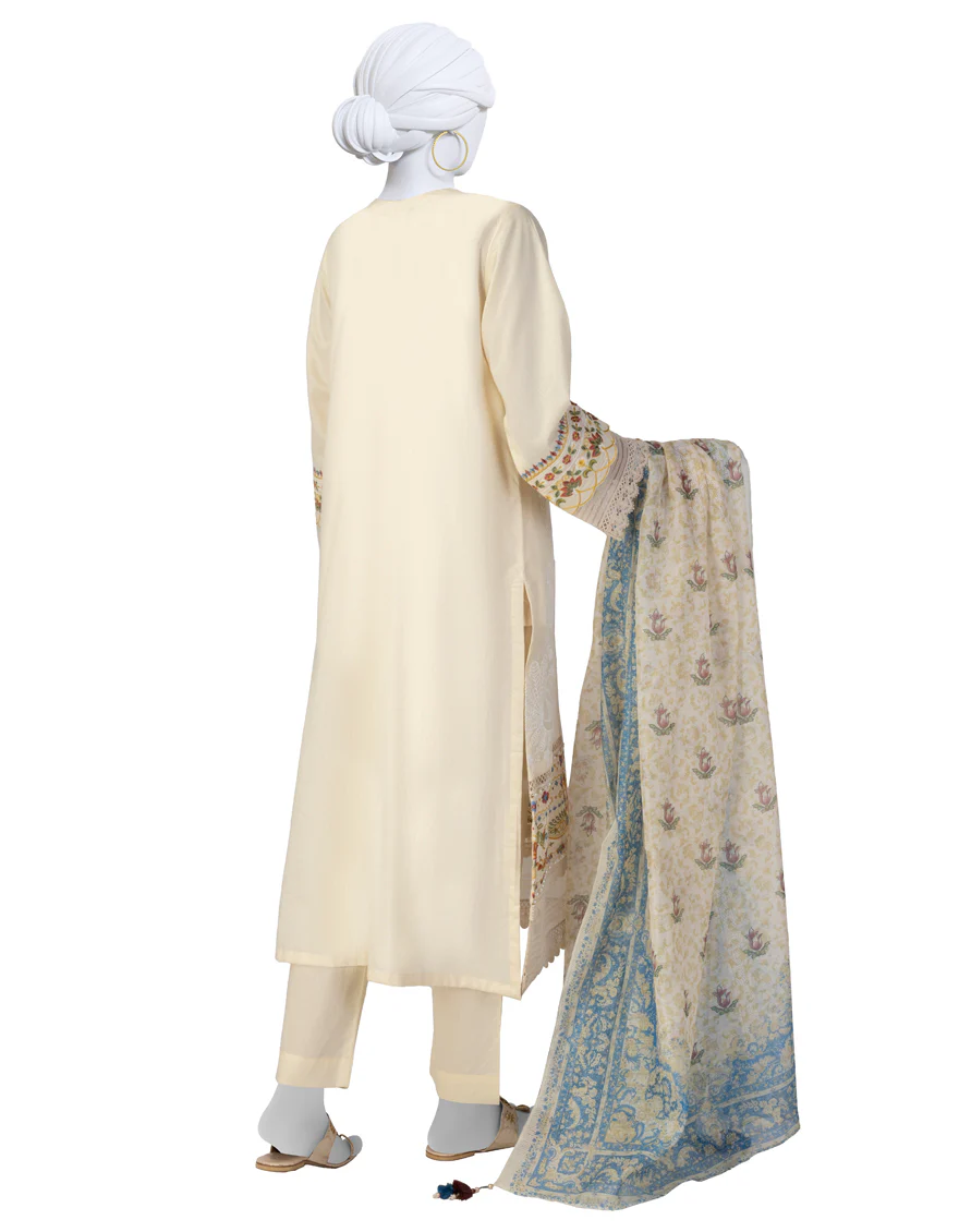 OFF WHITE LAWN 3PC UNSTITCHED | JLAWN-S-25-918 LUXE- - Image 2