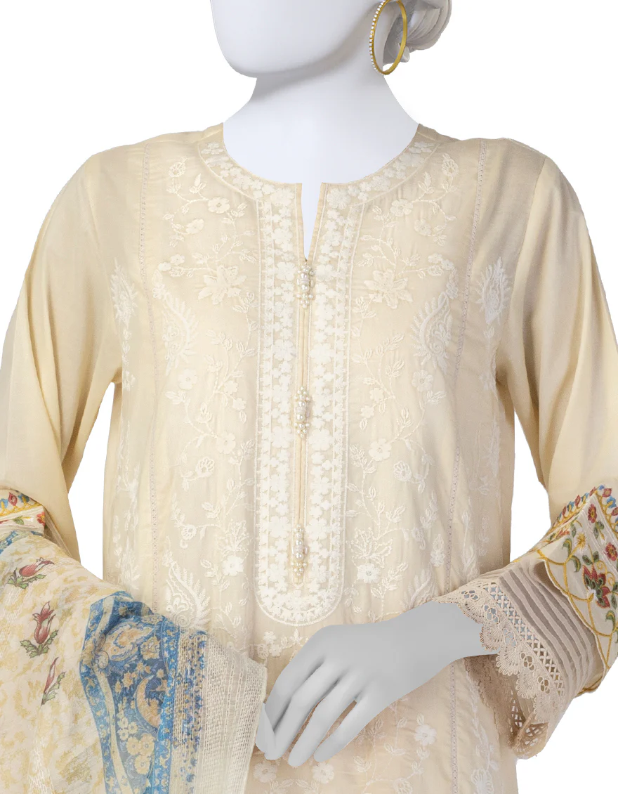 OFF WHITE LAWN 3PC UNSTITCHED | JLAWN-S-25-918 LUXE- - Image 3