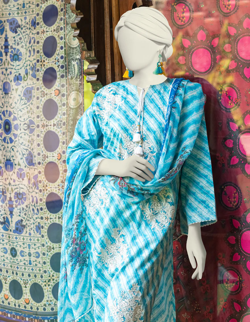 BLUE CHIFFON 2PC STITCHED | JLAWN-S-JDS-24-1002/S LEHRIYA-2 - Image 2