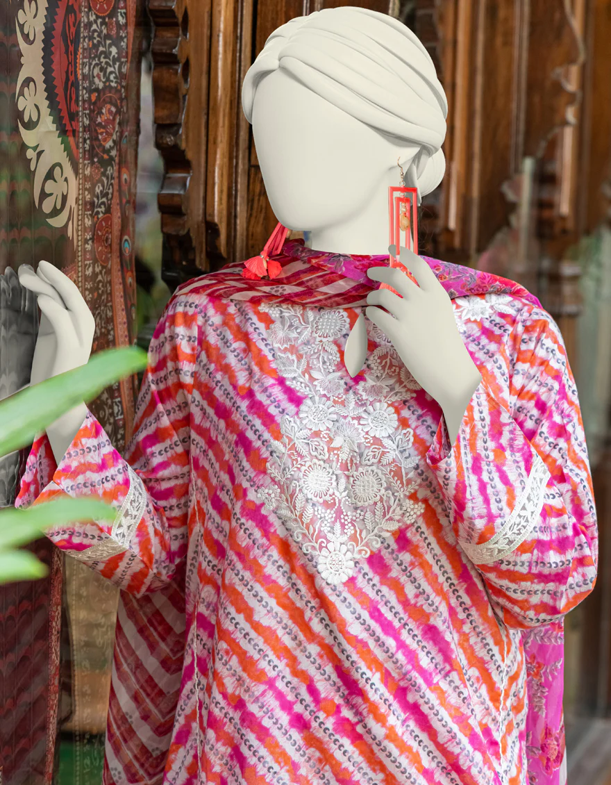 MULTICOLOR LAWN 2PC STITCHED | JLAWN-S-JDS-24-1003/S LEHRIYA-3 - Image 3