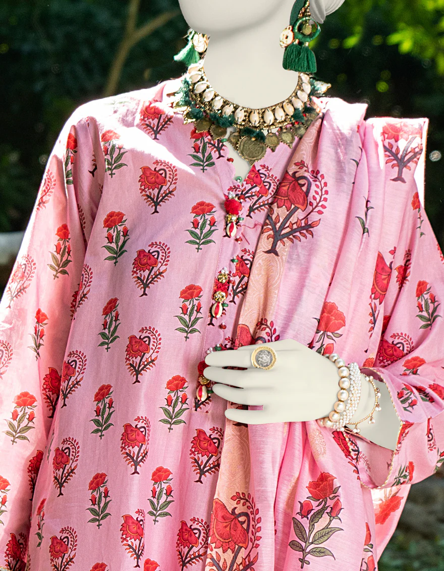 PINK LAWN 2PC UNSTITCHED | JLAWN-S-JDS-24-1021 GULRUKH-1 - Image 2