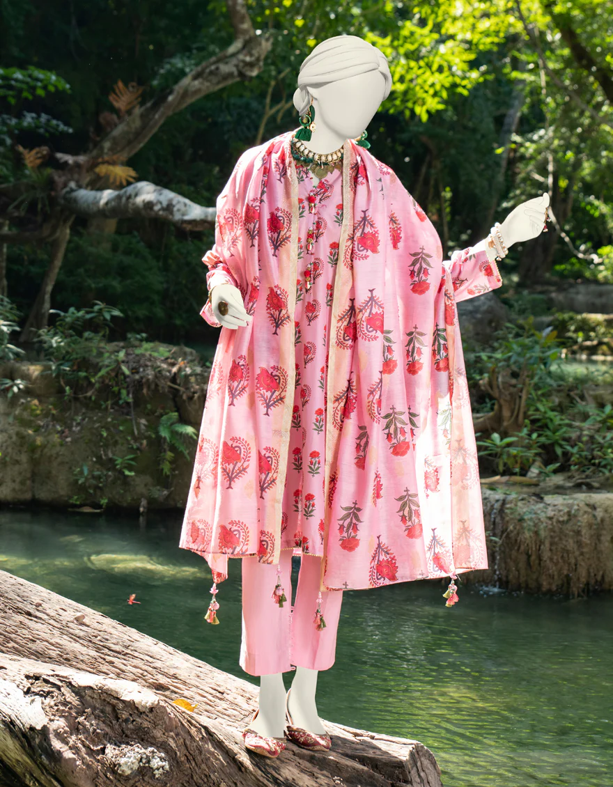 PINK LAWN 2PC UNSTITCHED | JLAWN-S-JDS-24-1021 GULRUKH-1 - Image 3