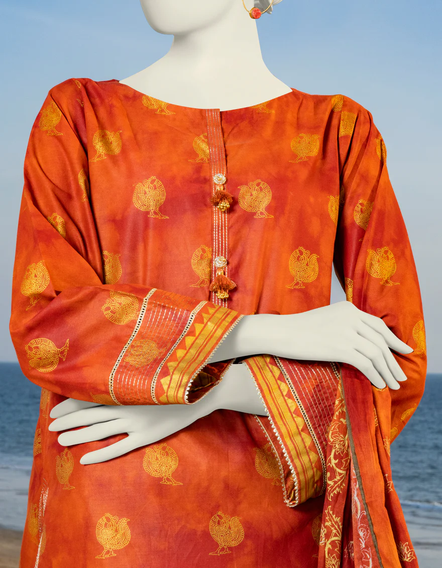 ORANGE LAWN 2PC UNSTITCHED | JLAWN-S-JDS-24-1050 MITHRIL-02 - Image 3