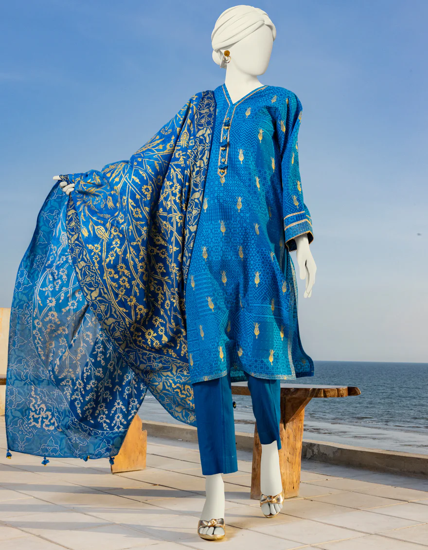 BLUE LAWN 2PC UNSTITCHED | JLAWN-S-JDS-24-1051 MITHRIL-03