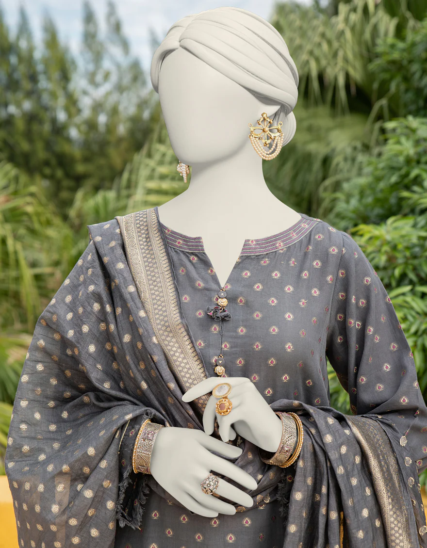GREY JACQUARD 2PC UNSTITCHED | JLAWN-S-JDS-24-1053 - Image 3
