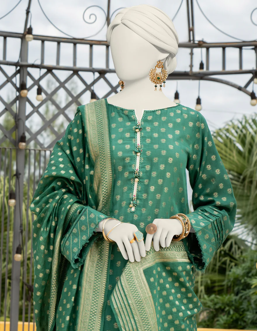 GREEN JACQUARD 2PC UNSTITCHED | JLAWN-S-JDS-24-1056 - Image 2