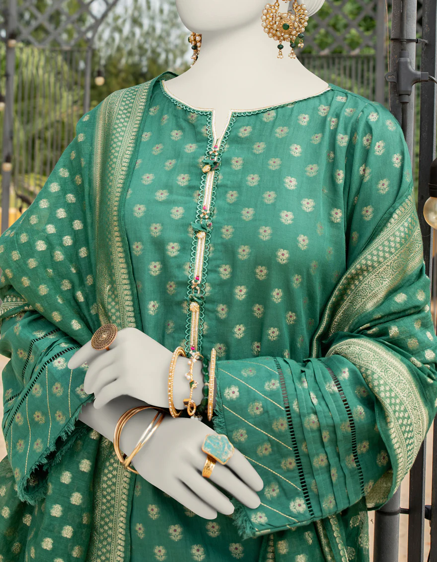 GREEN JACQUARD 2PC UNSTITCHED | JLAWN-S-JDS-24-1056 - Image 3