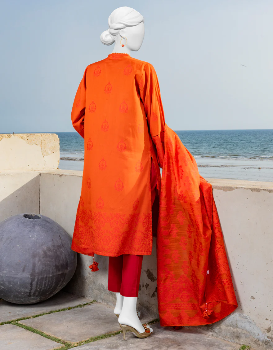 ORANGE JACQUARD 2PC UNSTITCHED | JLAWN-S-JDS-24-1072 - Image 2