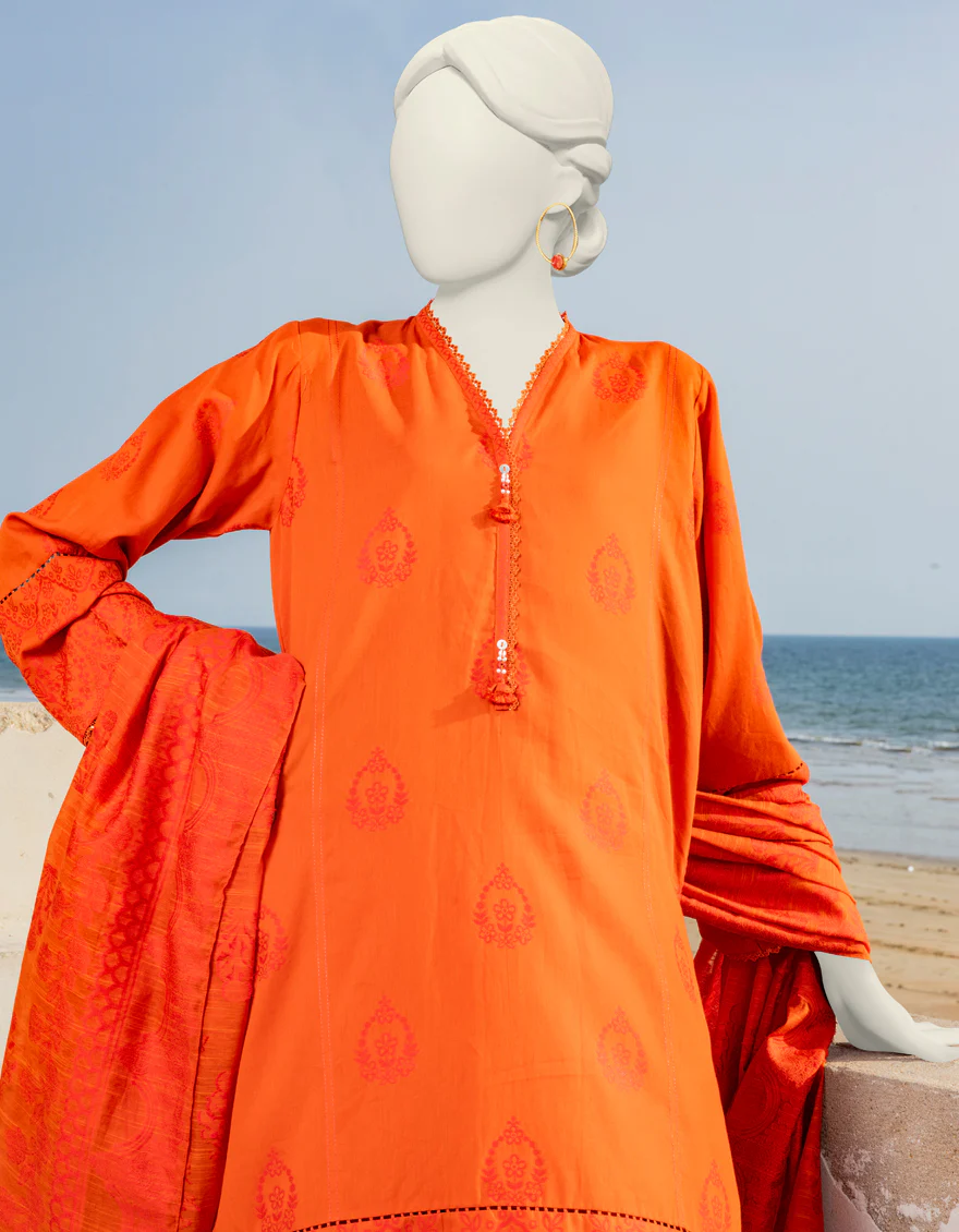 ORANGE JACQUARD 2PC UNSTITCHED | JLAWN-S-JDS-24-1072 - Image 3