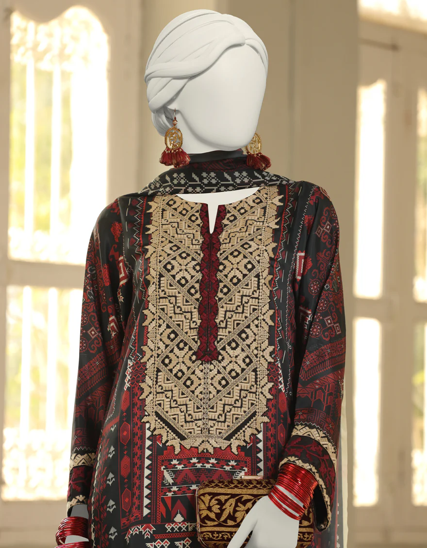 BLACK IMPURE SILK 2PC STITCHED | JLAWN-S-JDS-24-1101/ - Image 2
