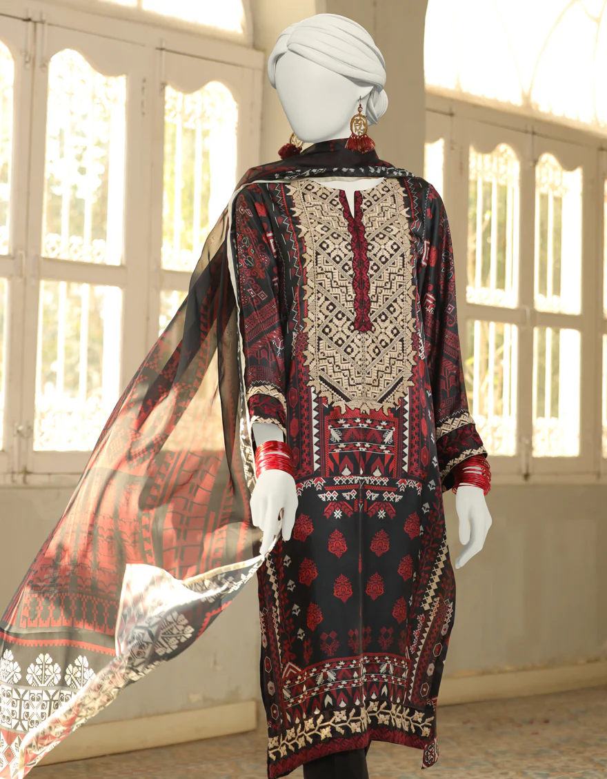 BLACK IMPURE SILK 2PC STITCHED | JLAWN-S-JDS-24-1101/ - Image 3