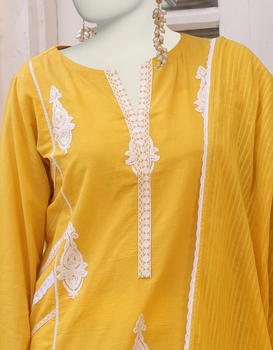YELLOW DYED 2PC STITCHED | JLAWN-S-JDS-24-1103/ - Image 2
