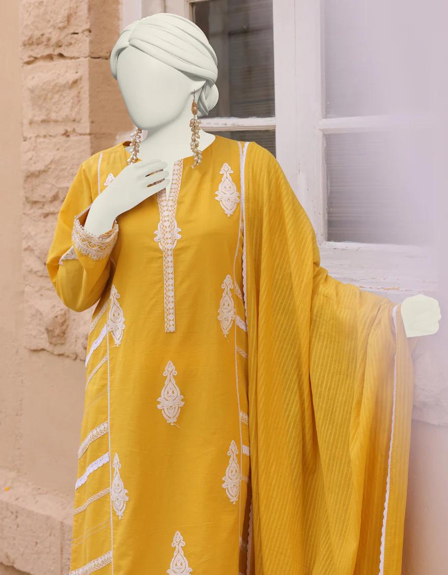 YELLOW DYED 2PC STITCHED | JLAWN-S-JDS-24-1103/ - Image 3