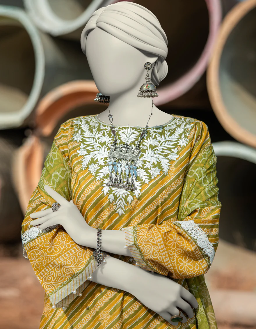 GREEN LAWN 2PC STITCHED | JLAWN-S-JDS-25-1002/S LEHRIA CHUNRI-02 - Image 2