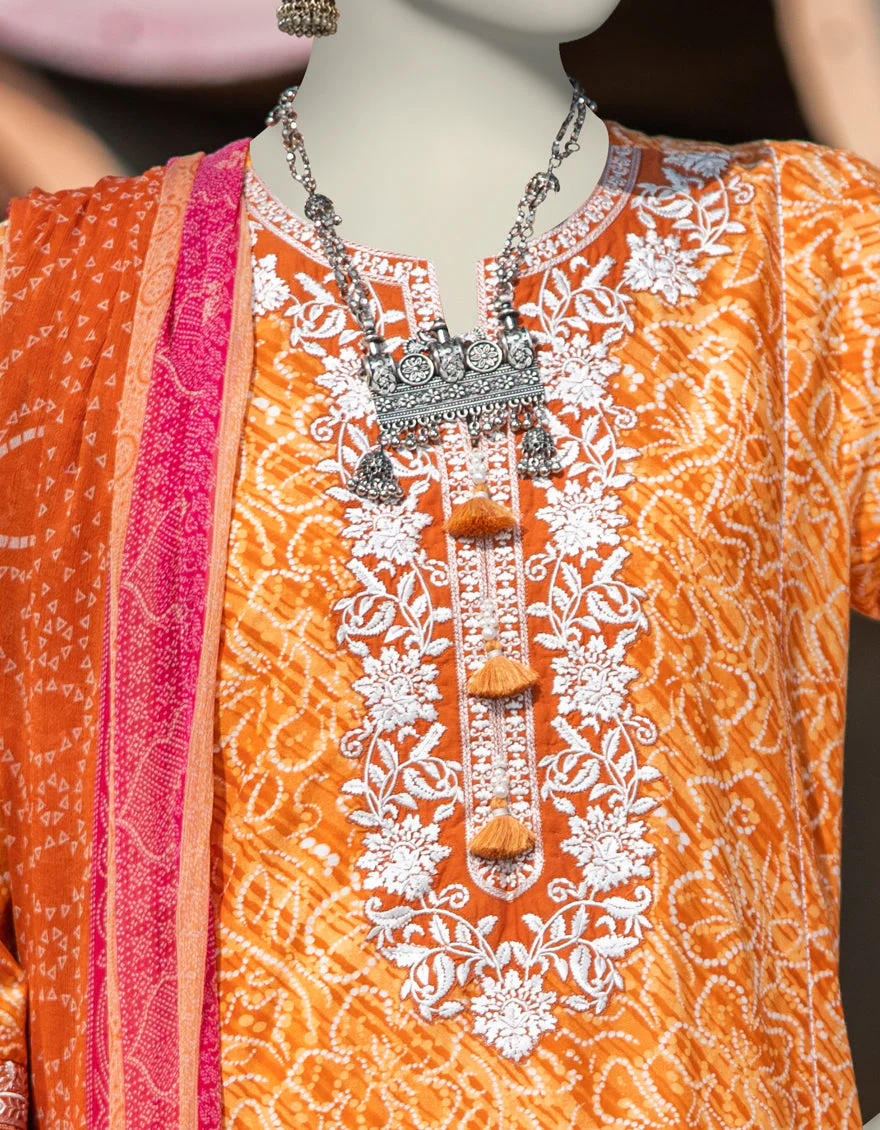 ORANGE LAWN 2PC STITCHED | JLAWN-S-JDS-25-1003/S LEHRIA CHUNRI-03 - Image 3
