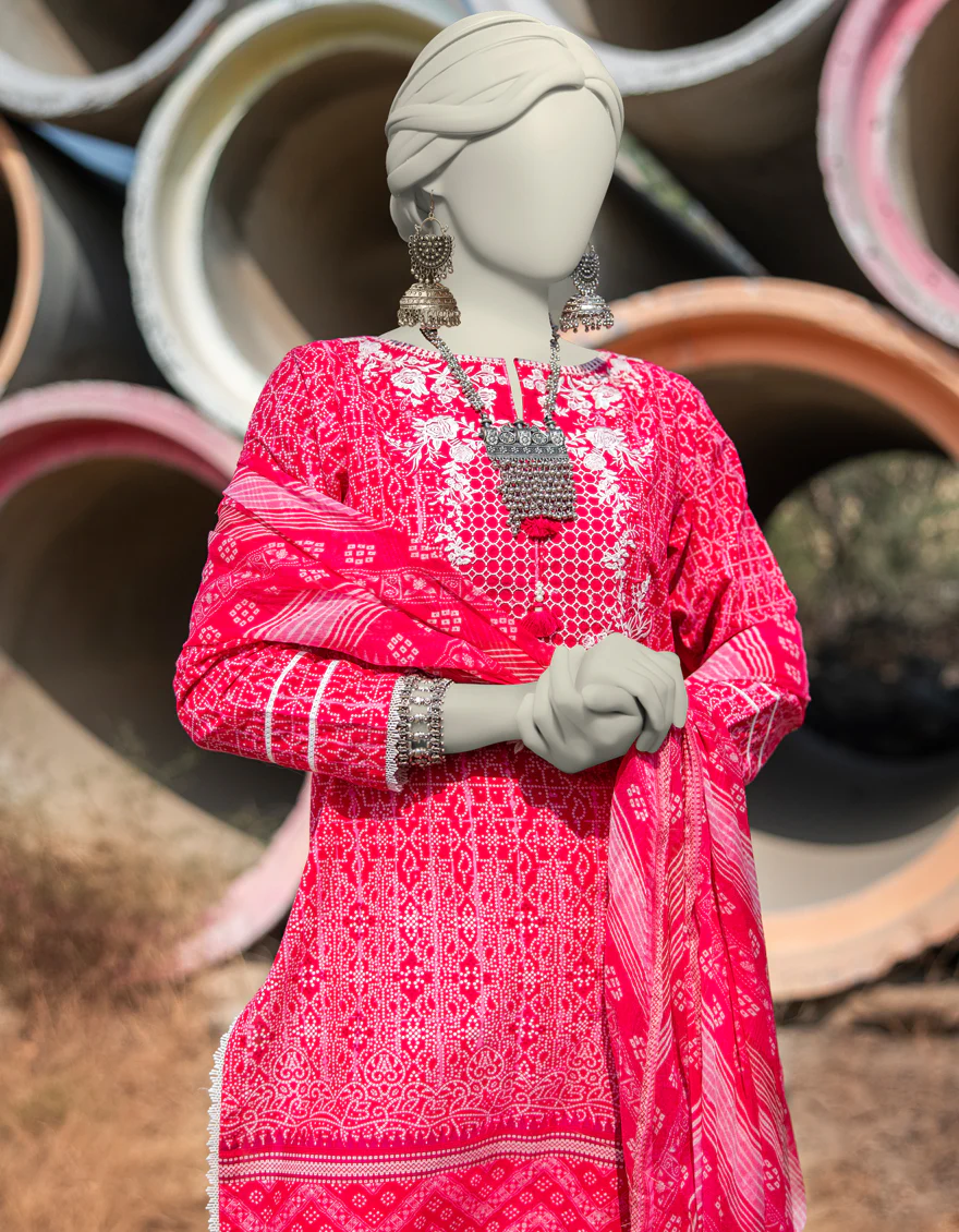 PINK LAWN 2PC STITCHED | JLAWN-S-JDS-25-1004/S LEHRIA CHUNRI-04 - Image 2