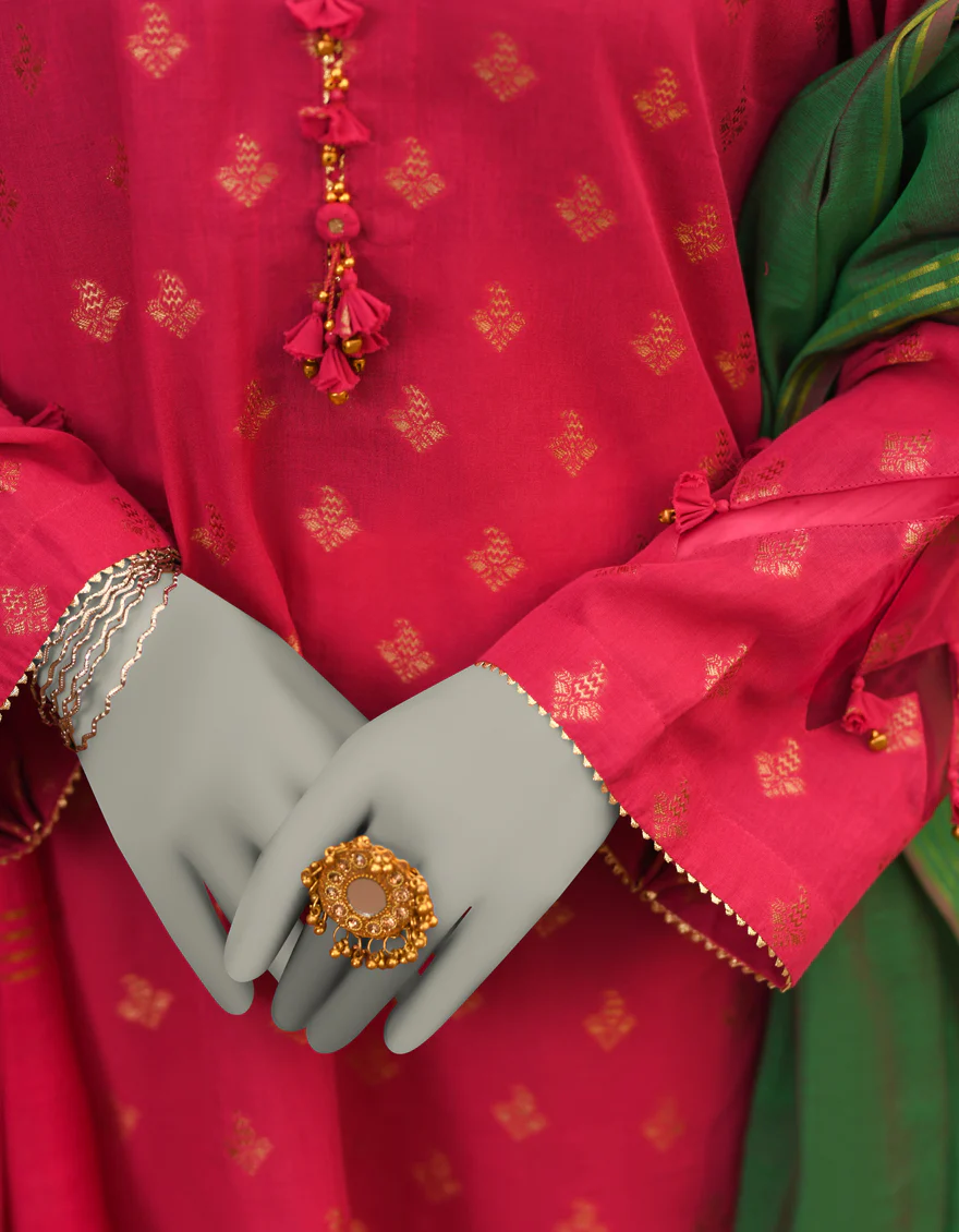 PINK JACQUARD 2PC UNSTITCHED | JLAWN-S-JDS-25-1054 COLOR BLOCKING-2 - Image 4