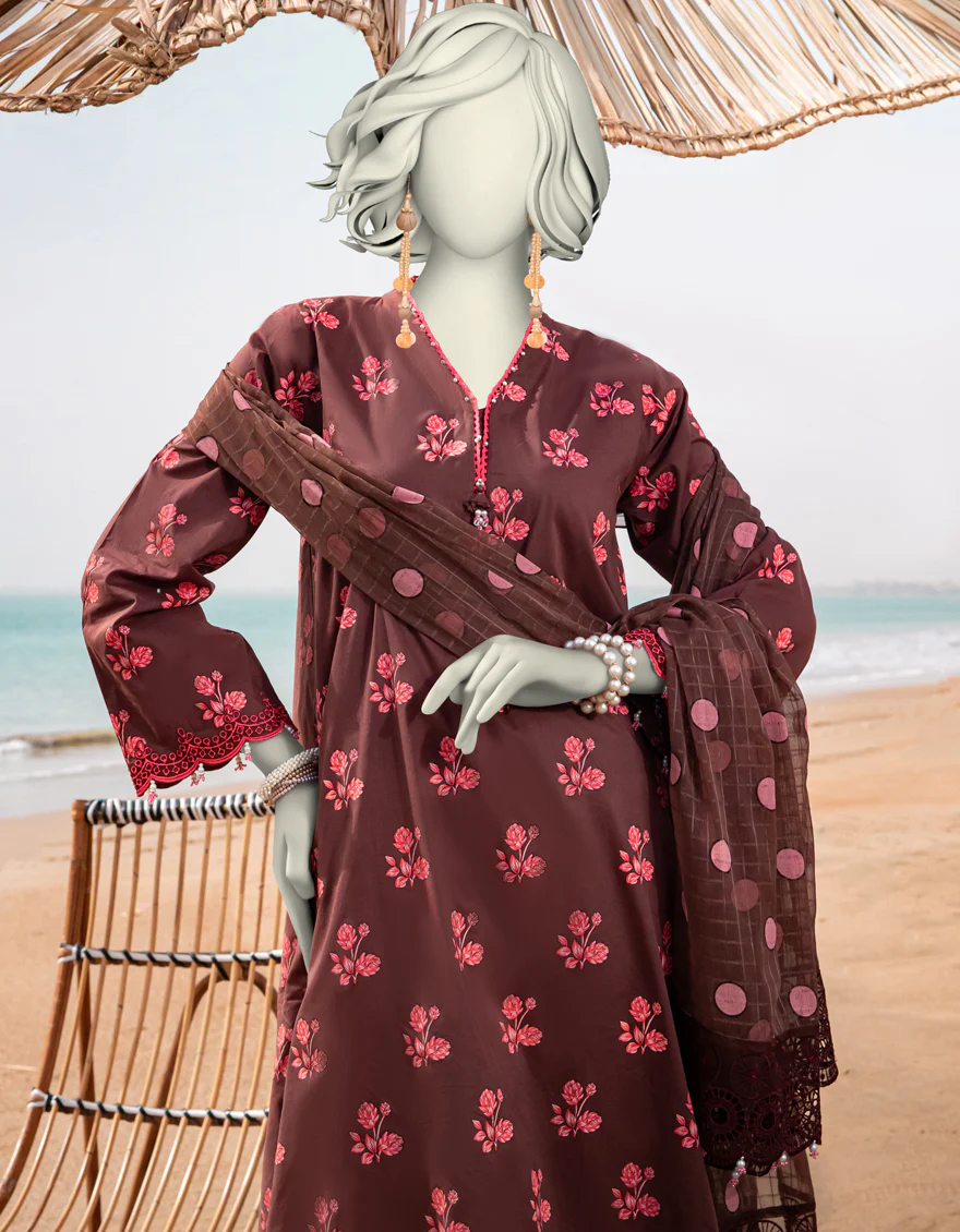 MAROON LAWN 2PC UNSTITCHED | JLAWN-S-JDS-25-1067 BLOCKED PRINT-3 - Image 2