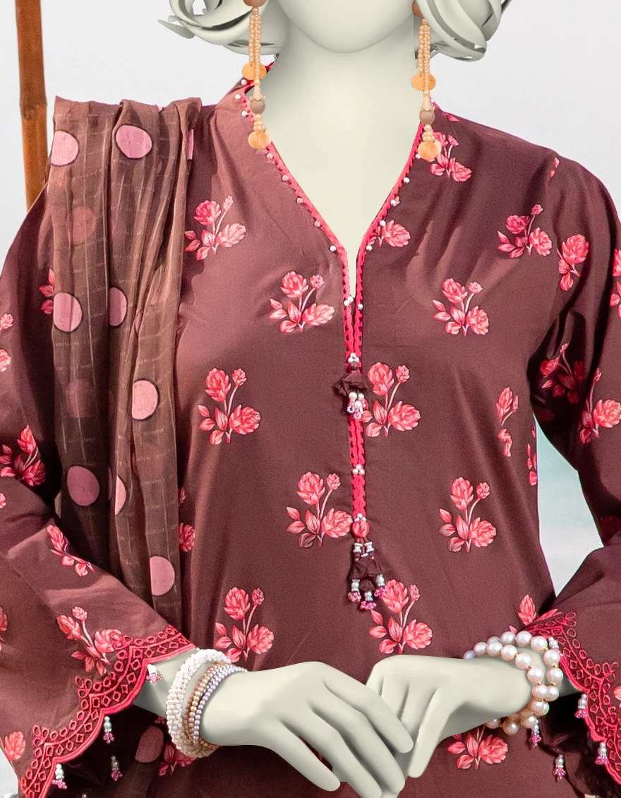 MAROON LAWN 2PC UNSTITCHED | JLAWN-S-JDS-25-1067 BLOCKED PRINT-3 - Image 3