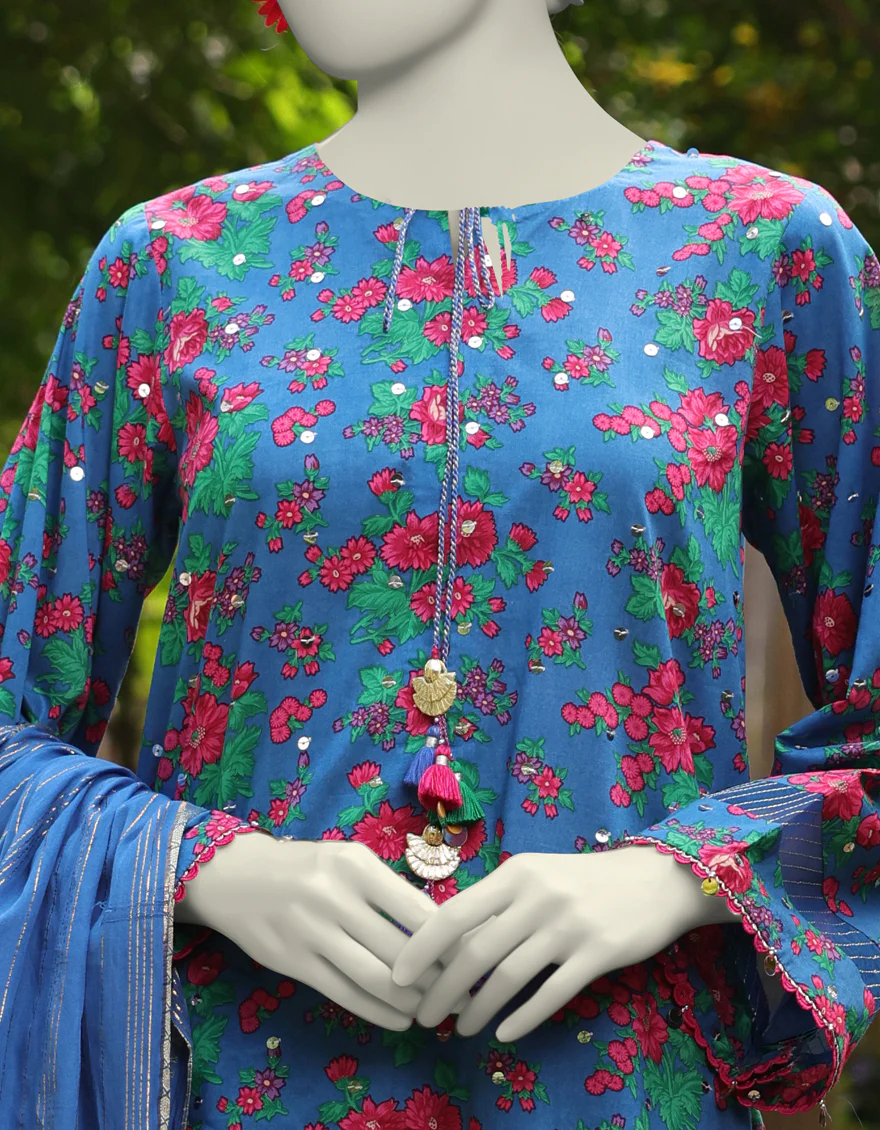BLUE LAWN 2PC UNSTITCHED | JLAWN-S-JDS-25-1070 VIBRANT FLORAL-2 - Image 3