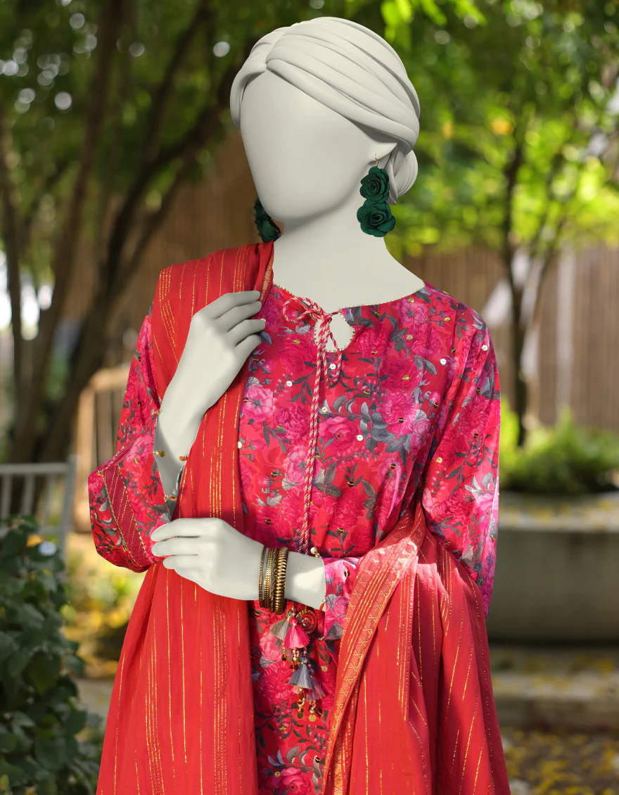 PINK LAWN 2PC UNSTITCHED | JLAWN-S-JDS-25-1071 VIBRANT FLORAL-3 - Image 2