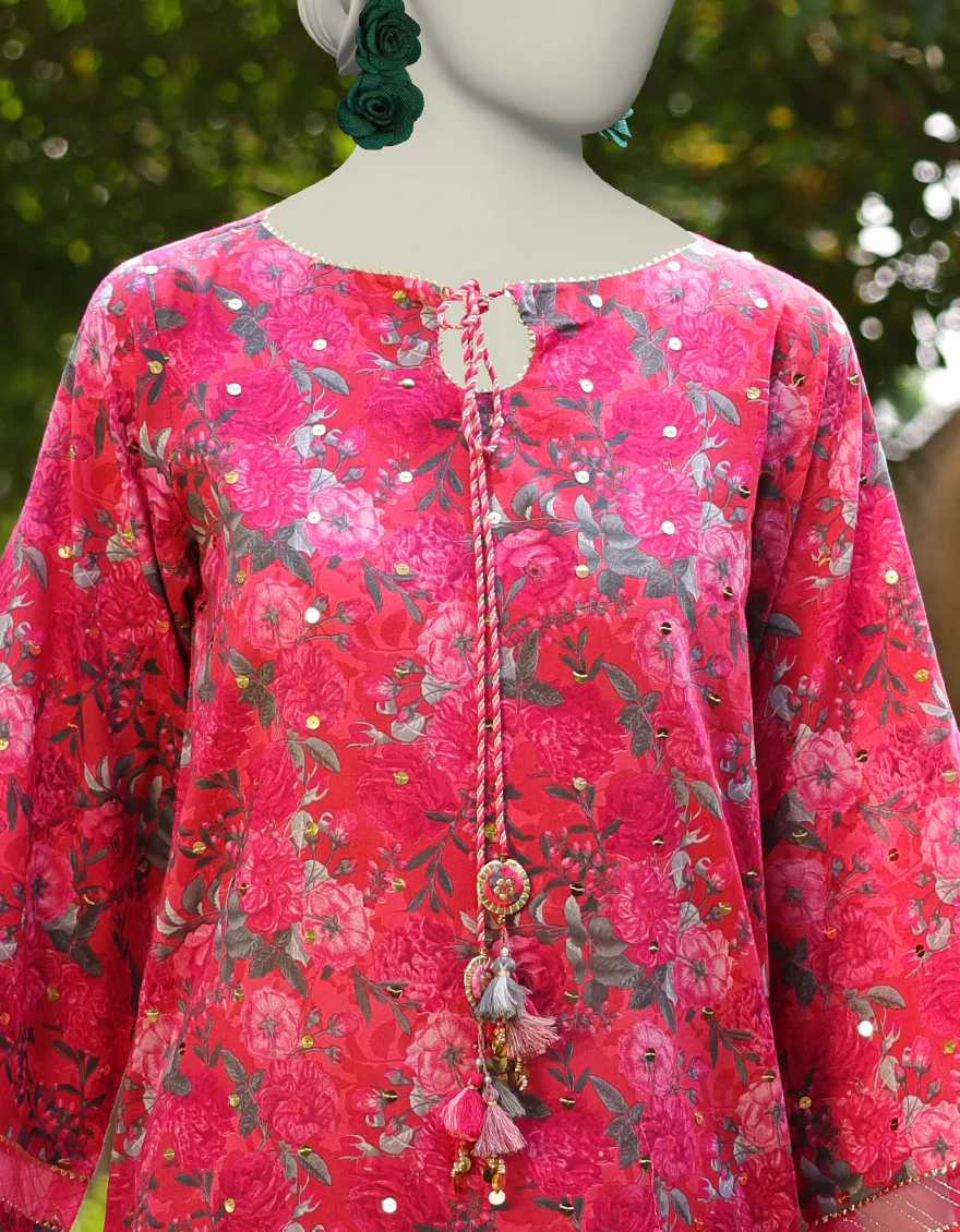 PINK LAWN 2PC UNSTITCHED | JLAWN-S-JDS-25-1071 VIBRANT FLORAL-3 - Image 3