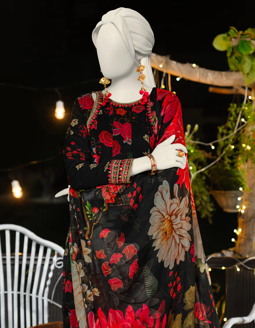 BLACK CHIFFON 2PC STITCHED | JLAWN-S-JDS-25-1116/ - Image 4