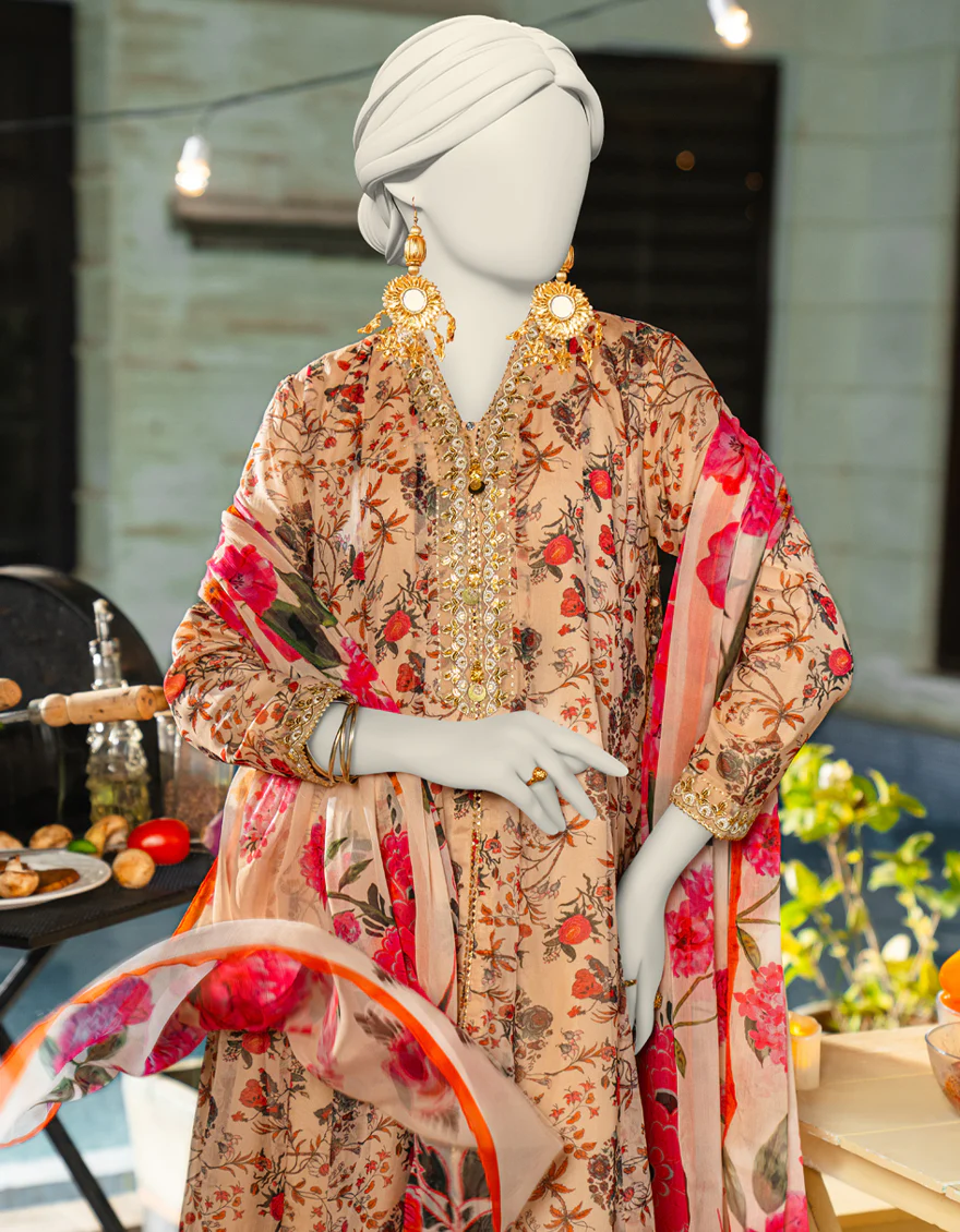 BEIGE CHIFFON 2PC STITCHED | JLAWN-S-JDS-25-1117/ - Image 2