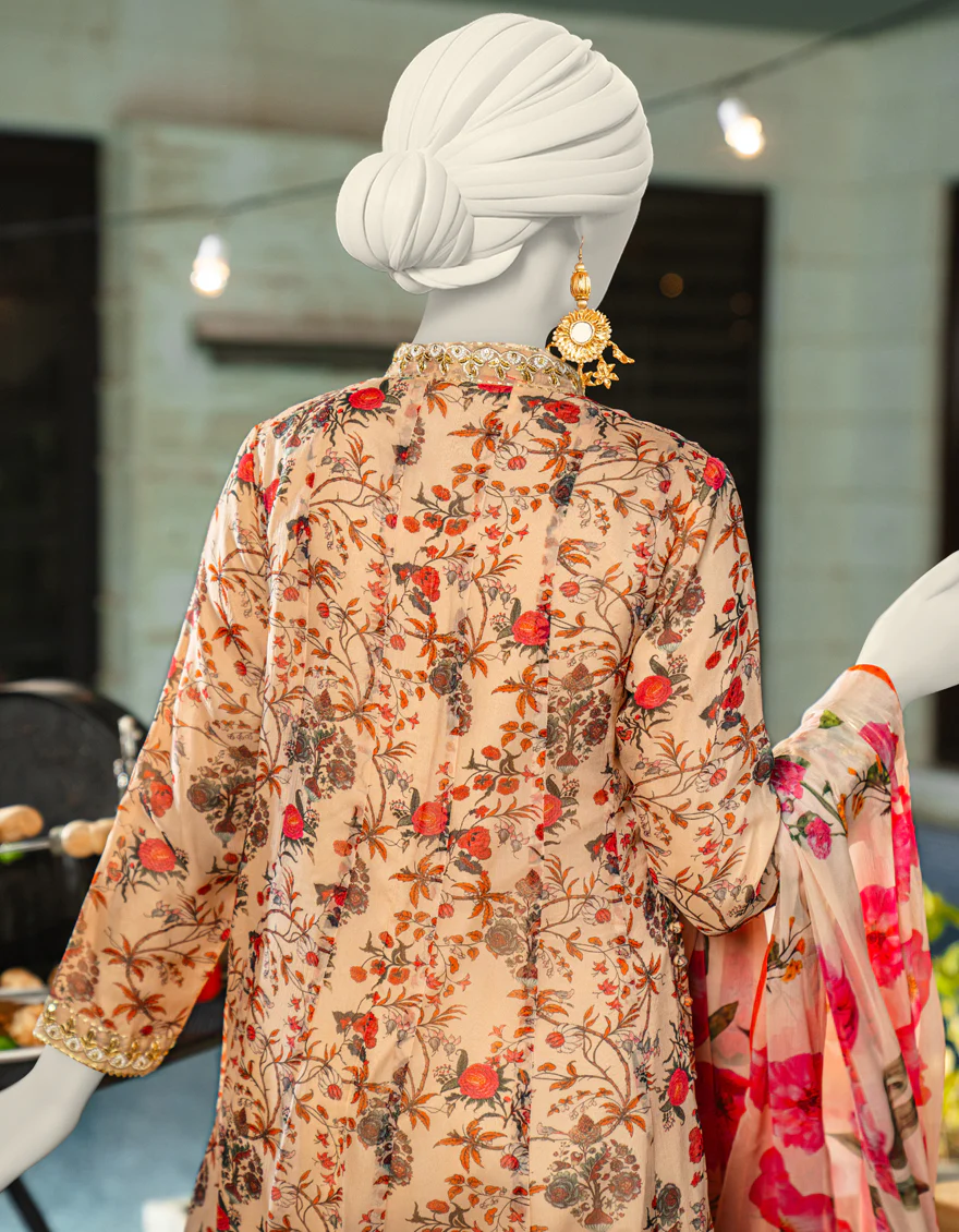 BEIGE CHIFFON 2PC STITCHED | JLAWN-S-JDS-25-1117/ - Image 3