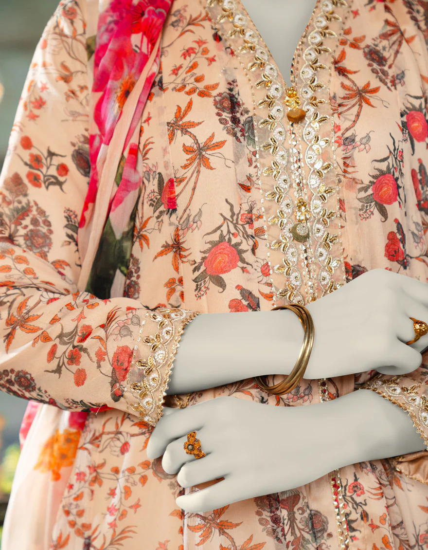 BEIGE CHIFFON 2PC STITCHED | JLAWN-S-JDS-25-1117/ - Image 4