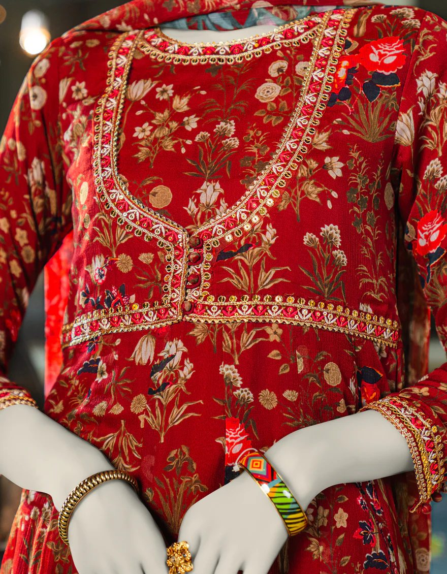 RED CHIFFON 2PC STITCHED | JLAWN-S-JDS-25-1119/ - Image 2
