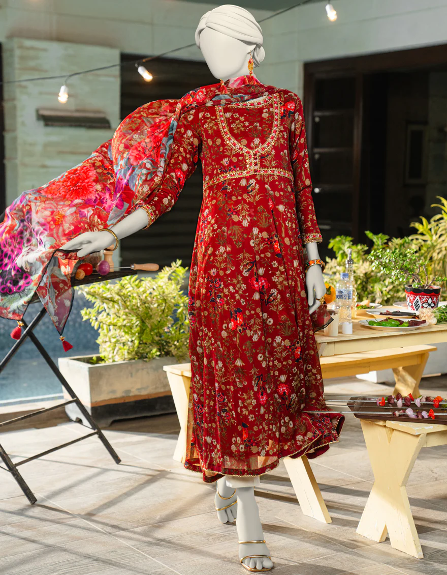 RED CHIFFON 2PC STITCHED | JLAWN-S-JDS-25-1119/ - Image 4