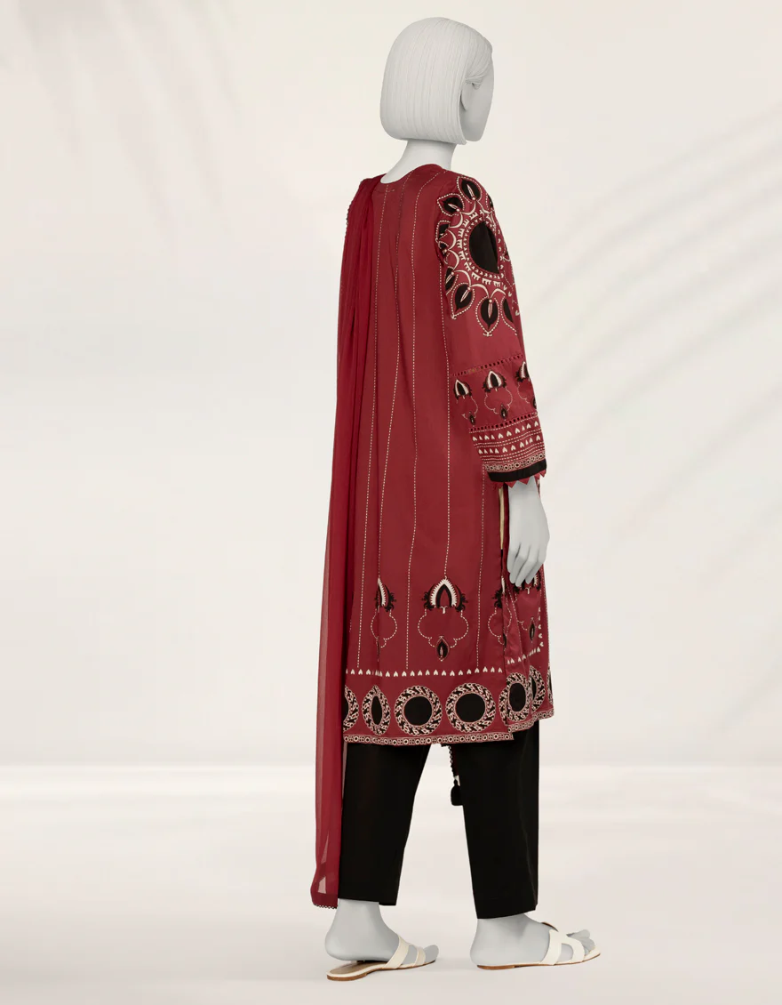 RED LAWN 2PC STITCHED | JLAWN-S-JDS-25-1170/S MODERN RALLI-03 - Image 2