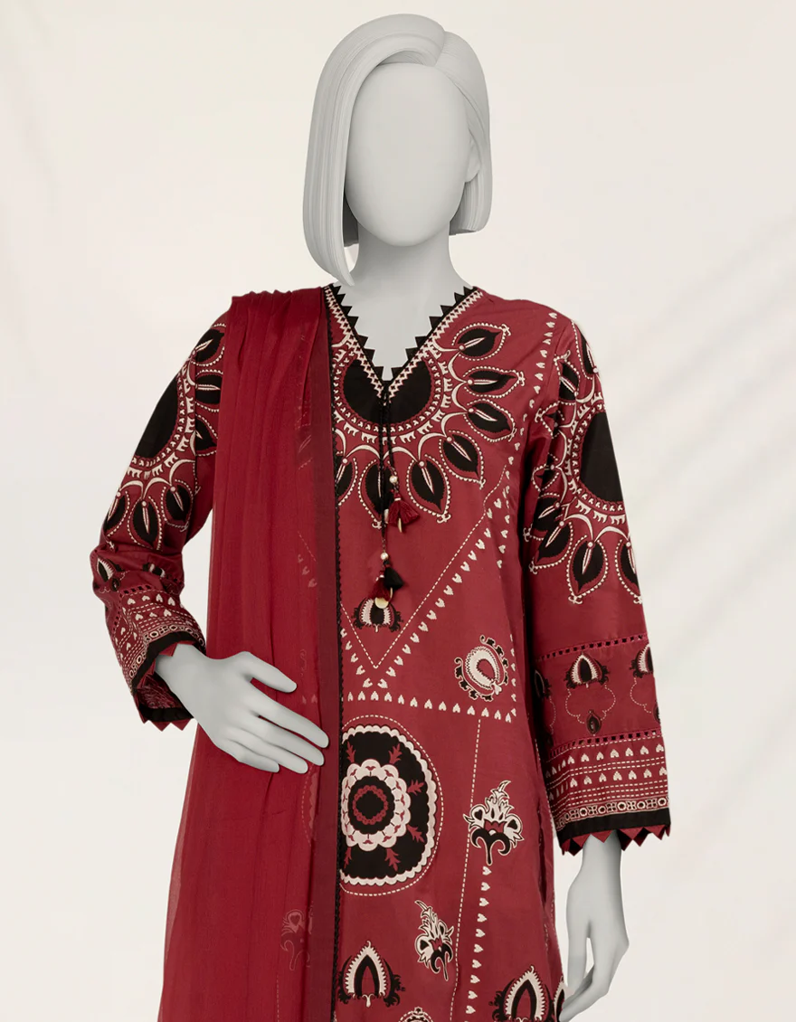 RED LAWN 2PC STITCHED | JLAWN-S-JDS-25-1170/S MODERN RALLI-03 - Image 3