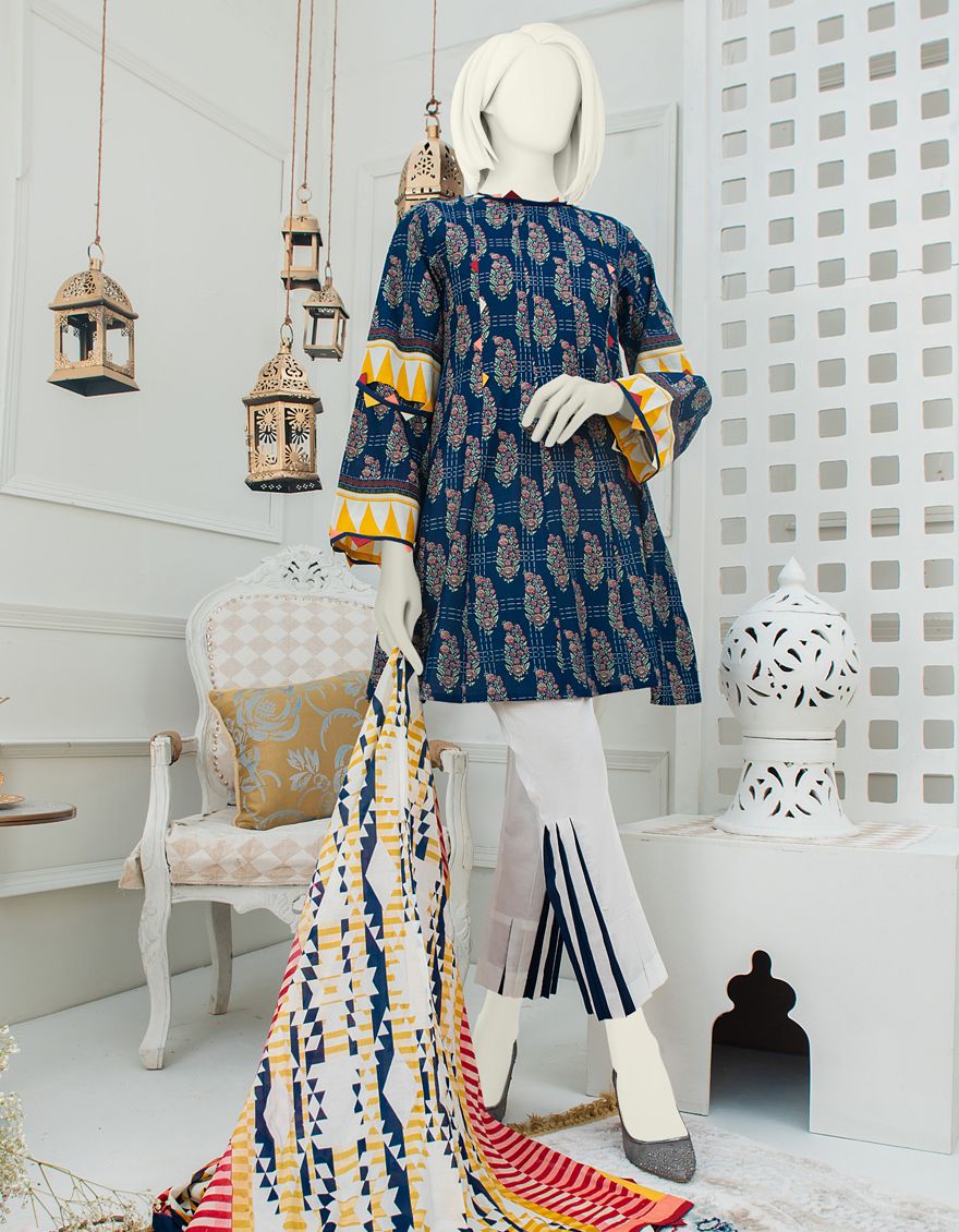 BLUE LAWN 2PC UNSTITCHED | JLAWN-S-JDS-US-21-1056 HERITAGE