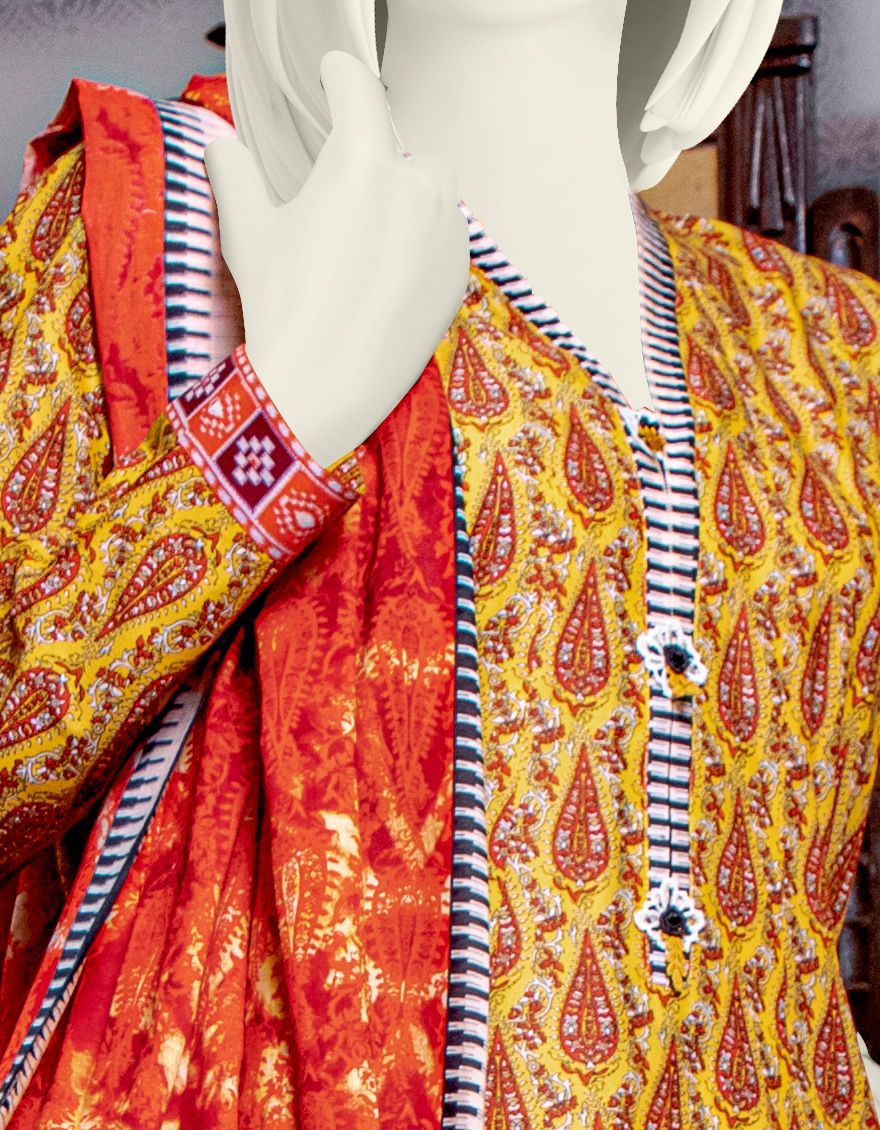 RED-YELLOW LAWN 2PC UNSTITCHED | JLAWN-S-JDS-US-21-1058 CHINTZ - Image 2