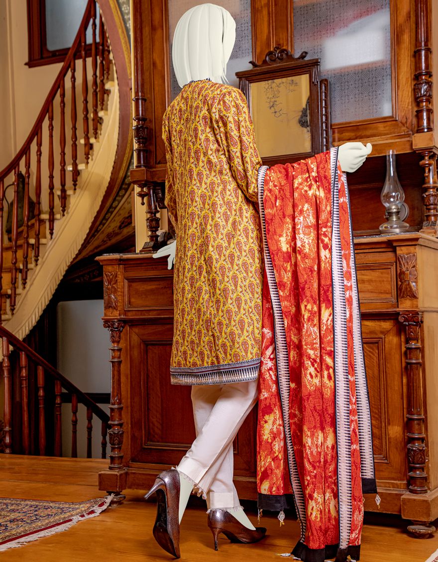 RED-YELLOW LAWN 2PC UNSTITCHED | JLAWN-S-JDS-US-21-1058 CHINTZ - Image 3