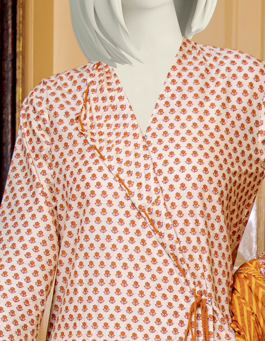 ORANGE LAWN 2PC UNSTITCHED | JLAWN-S-JDS-US-21-1059 GOLDEN - Image 2