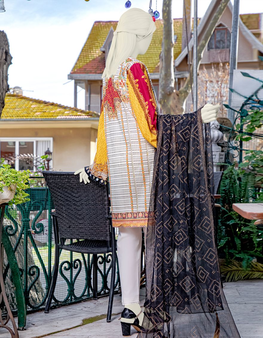MULTICOLOR LAWN 2PC UNSTITCHED | JLAWN-S-JDS-US-21-1060 MATIYARI - Image 3